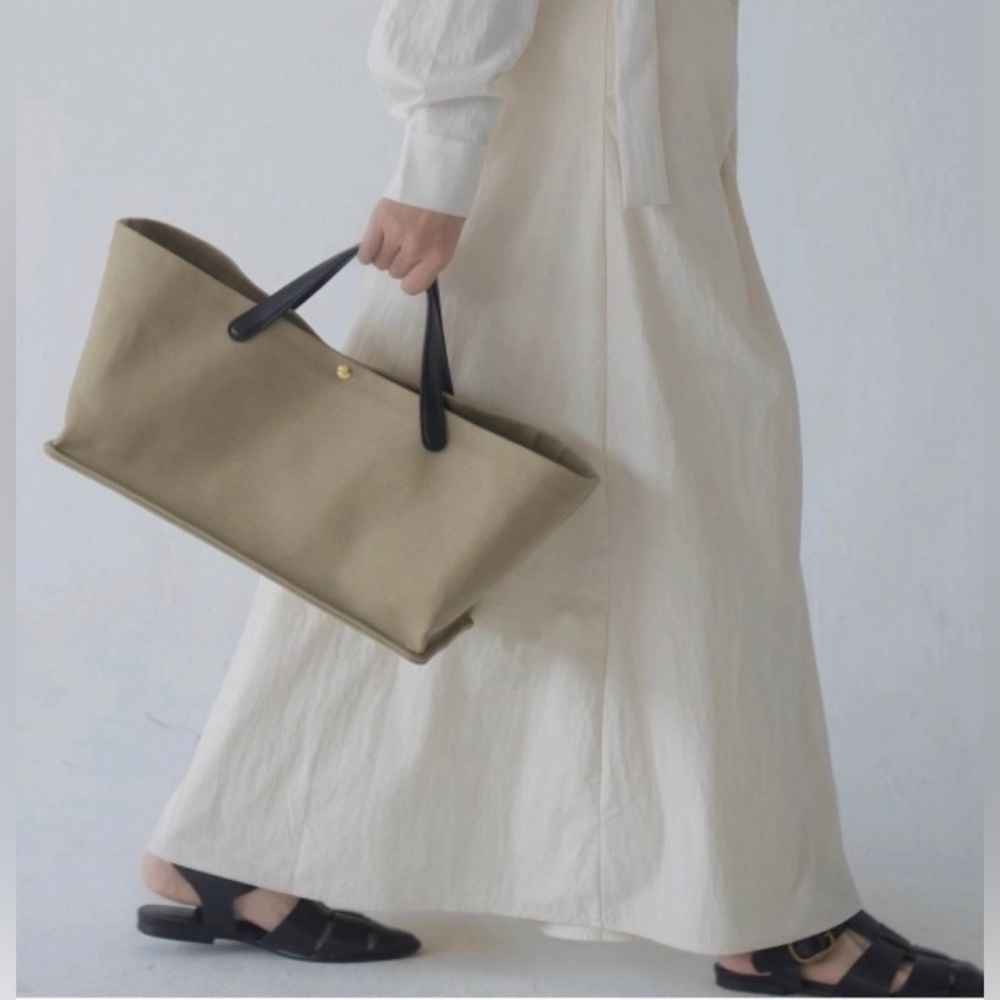 Canvas Shoulder Tote beige handbag